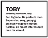 Toby betekenis Grappig Fotolijst met glas 40 x 50 cm - Cadeau - Man Vrouw - Kado - Grappige foto - Poster voor verjaardag - Canvas - Schilderij - incl ophangsysteem