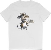 T-shirt drôle pour hommes et femmes - Impression de vache et texte / Citation - Wit - M