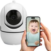 HappyLiving Babyfoon met Camera en App - Babyfoons met Beweeg en Geluidsdetectie - Baby monitor - FULL HD - Baby Camera - Night Vision for Baby/Nanny - Wit