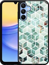 Cazy Hardcase Hoesje geschikt voor Samsung Galaxy A15 / A15 5G Groen Hexagon Marmer