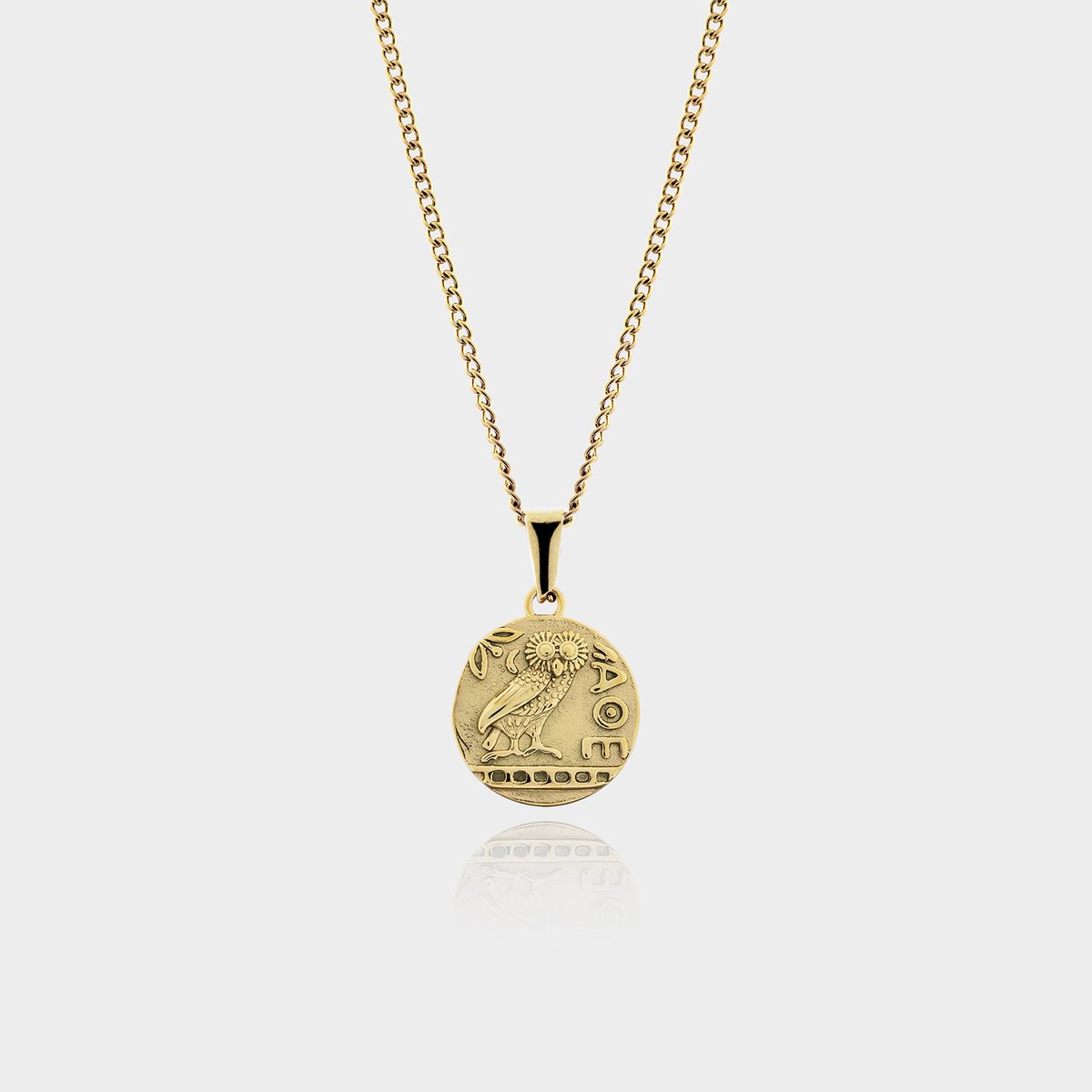 Athena's Owl Hanger Uil Ketting - Gouden Ketting - 50 cm lang - Ketting Heren met Hanger - Griekse Mythen - Olympus Jewelry