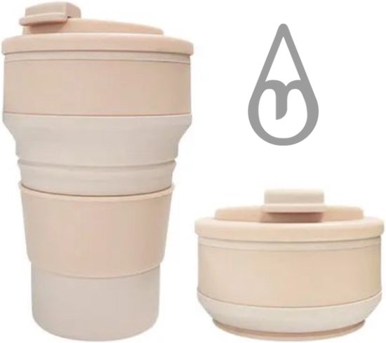 Opvouwbare Siliconen Beker 473ml - Herbruikbare Camping Koffiebeker Met Rietje, Lekvrij & Compact