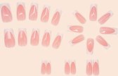 Nepnagels-Kunstnagels-Plaknagels -Designer nails - Nagellijm - Plaknagels Zelfklevende - Plaknagels met lijm - Set van 24 Nagels wit glitter