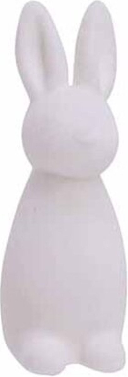 Cosy @ Home Konijn flocked - wit - 6,5x4,5H15cm - kunststof