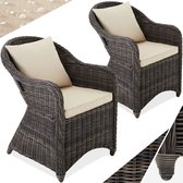 tectake - 2 chaises de jardin Luxe en osier + coussins - gris