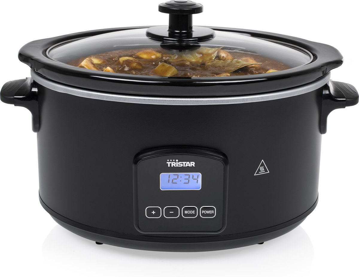 Tristar Slowcooker VS-3920 - 4.5 liter - Digitale Slowcooker - Keramische binnenpan - Warmhoudfunctie - Zwart
