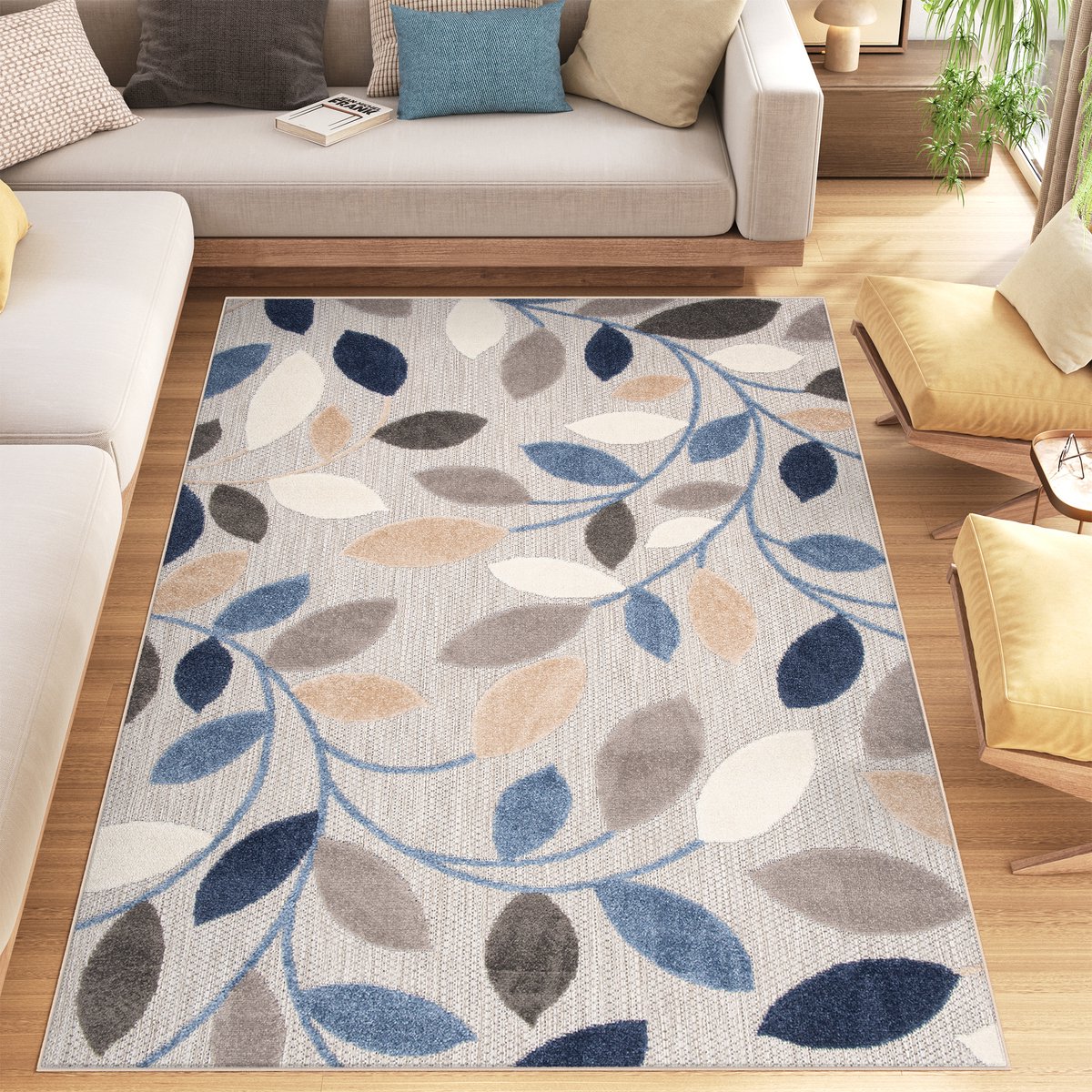 Tapiso Patio Indoor Tapijt Buitenkleed Tuintapijt Outdoor Vloerkleed Buiten Maat- 120x170 Grijs Blauw 5