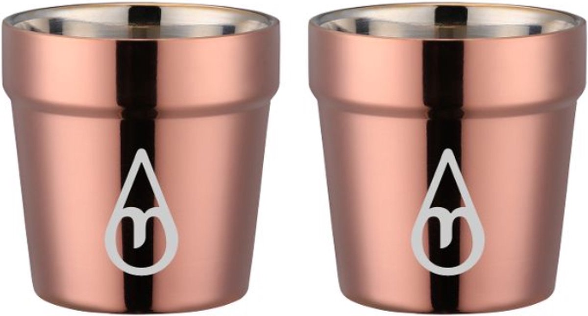Dubbelwandige Koffiebeker - 2 STUKS - Motivai® - Rosé - 175 ML - Dikwandige Drinkbeker - Theekopje - Koffiekopje - Feestje of Kamperen - Onbreekbaar & Herbruikbaar - Vaatwasmachinebestendig