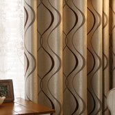 Set van 2 moderne kunst geometrische gordijnen woonkamergordijnen (245 x 135 cm, bruin)