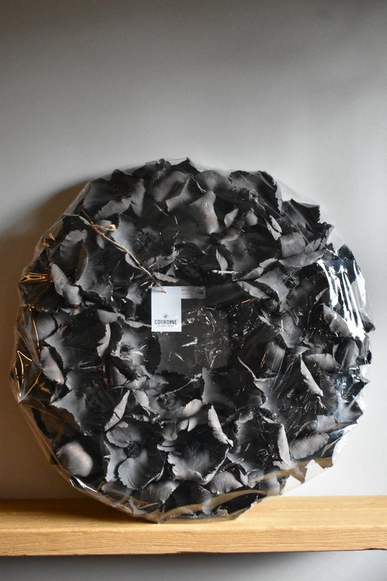 Couronne - krans - Palm cup wreath 55 cm dark grey wash - krans palm cup donker grijs