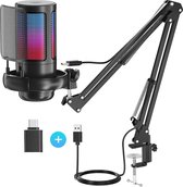 Bol.com Strolox® Microfoon met arm - USB - gaming - RGB Condensatormicrofoon - met Mute-Knop Popfilter Microfoonarm - Luxe micro... aanbieding