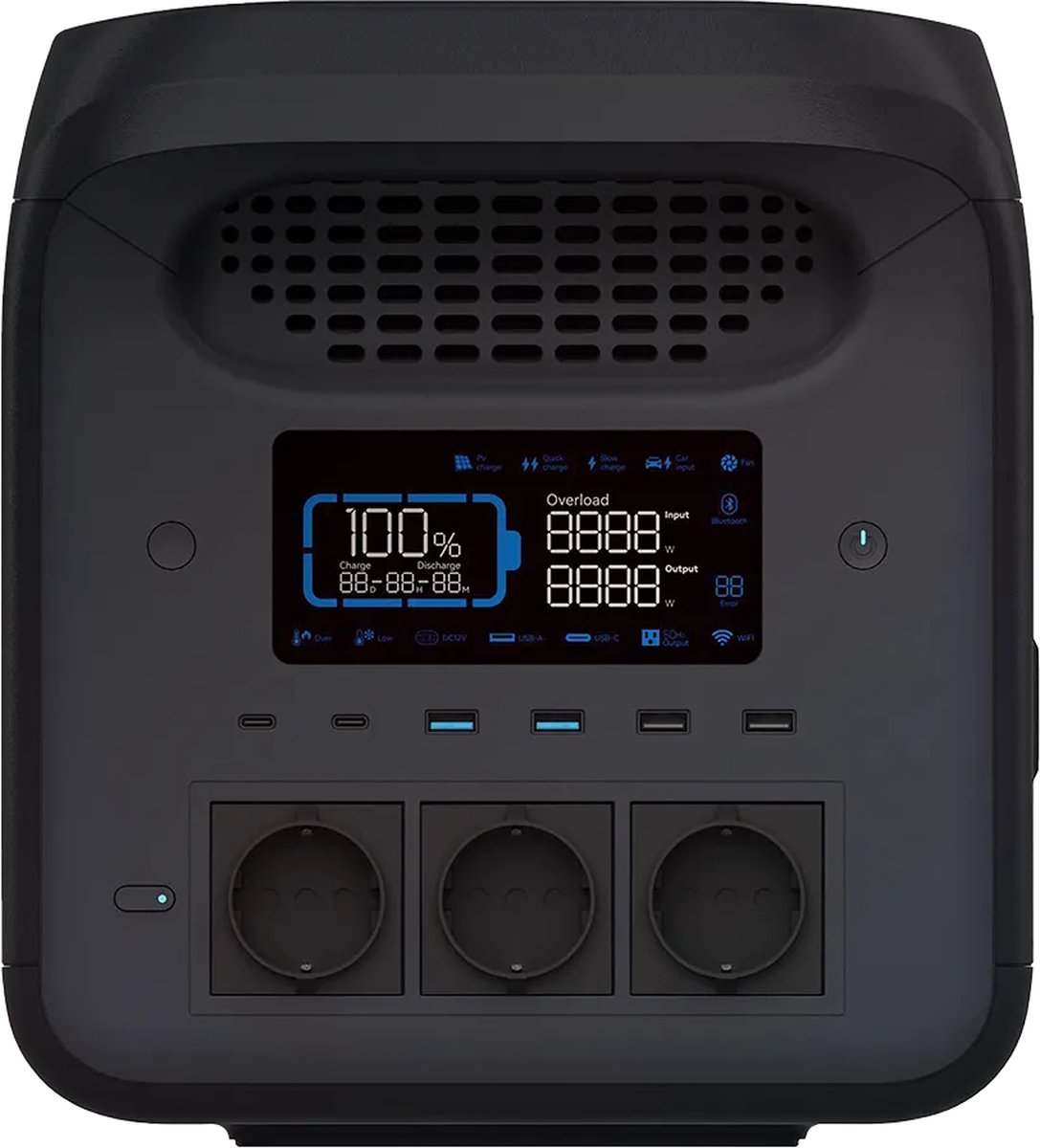 Mestic Power Station MPS-1800 - Nominaal vermogen: 1800 W - LiFePO4 Batterij - Capaciteit: 1226 Wh