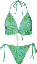 Bikini blaadjes print - groen/blauw, Maat S