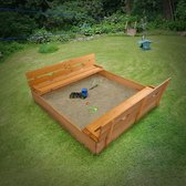 Bac à sable avec bancs et couvercle - Bois - Jardin de Jouets de plein air pour Garçons et Filles - 97,5 x 106 x 35 cm