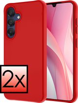 Hoes Geschikt voor Samsung A15 Hoesje Cover Siliconen Back Case Hoes - Rood - 2x