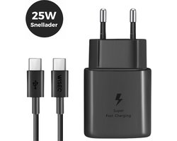 USB C Oplader geschikt voor Samsung - 25W Snellader - Ook geschikt voor OPPO, Huawei Oplader met 1 Meter USB C oplaadkabel - WiseQ