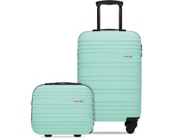 Merkloos Cabinekoffer 55 × 35 × 20 cm, 32 l, reiskoffer, handbagage, harde schaal van ABS, vier 360° spinnerwielen, cijferslot, telescopisch handvat, maat M, zwart,…