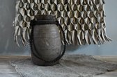 Authentieke houten Nepalese pot/kruik H 28,5 cm - oude houten kruik pot - Sober landelijke Stoer (20)