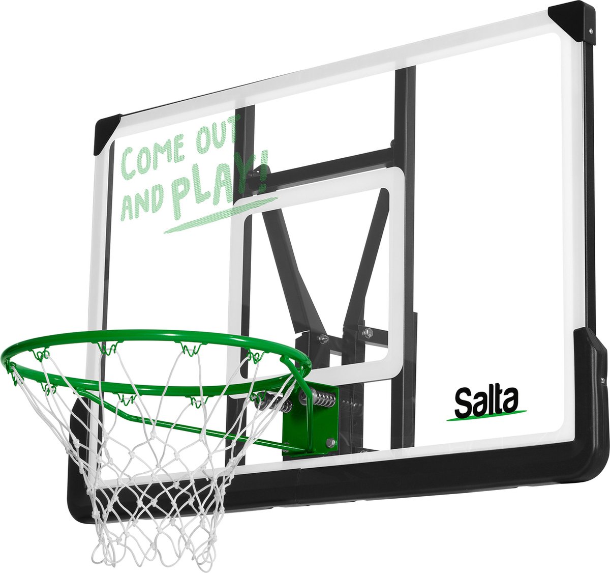 Salta Center Basketbalbord – Basketbalbord met dunkring voor wandmontage - Voor kinderen en volwassenen – Zwart - Salta