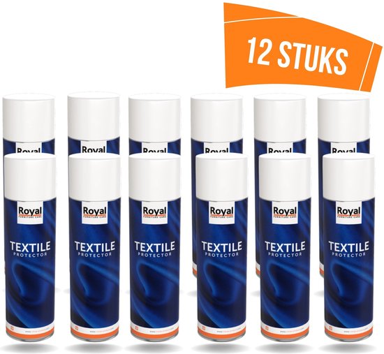 Twaalf spuitbussen Royal Textile Protector.