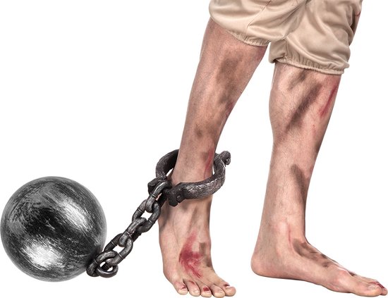 Boland - Bal met ketting deluxe - Volwassenen - Unisex - Boef - Halloween en Horror- Politie en Boeven