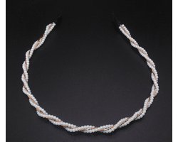 Diadeem met parel gedraaid wit-goud