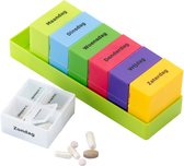 Boîte à pilules spacieuse / Boîte à médicaments hollandaise | 7 jours dans des cases de couleurs différentes, 4 cases par jour | Boîte à pilules | pilulier | Boîte à médicaments | Boîte à médicaments