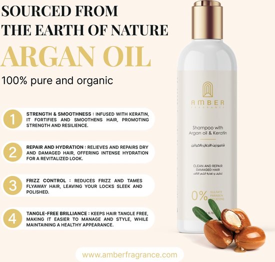 Shampoing Keratin Complex à L'huile D'argan 1000ml – Neuf, Pour Cheveux Secs/crépus