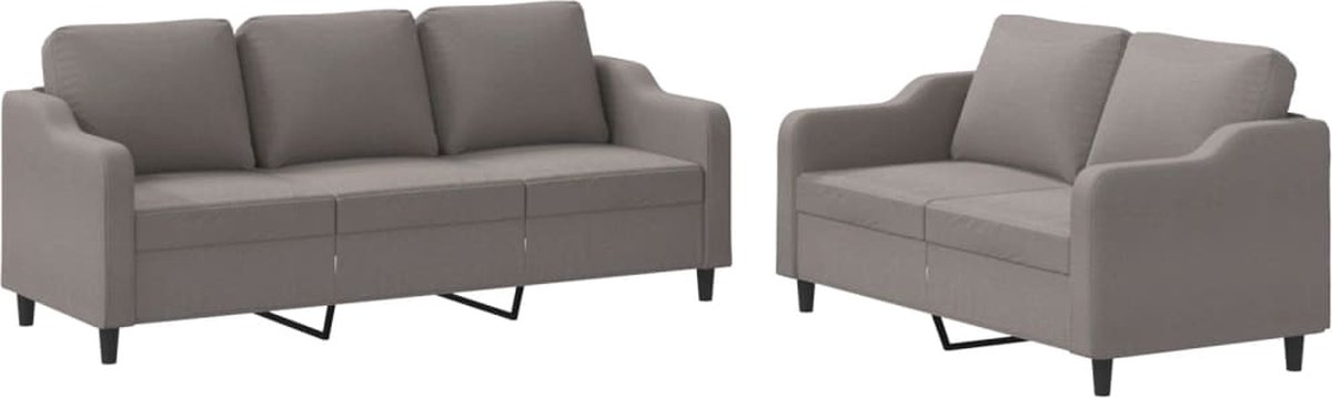 vidaXL - 2-delige - Loungeset - met - kussens - stof - taupe