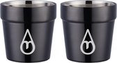 Dubbelwandige Koffiebeker - 2 STUKS - Motivai® - Zwart - 175 ML - Kantoor beker - Herbruikbare koffiebekers - Dikwandige Drinkbeker - Theekopje - Koffiekopje - Feestje of Kamperen - Onbreekbaar & Herbruikbaar - Vaatwasmachinebestendig