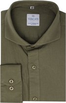 Vercate - Heren Lange Mouwen Overhemd - Olijf / Donkergroen - Slim-Fit - Linnen Rayon - Maat 44/XL