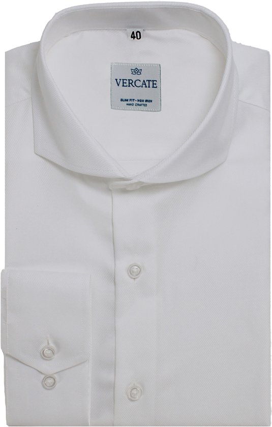 Vercate - Strijkvrij Overhemd - Slim Fit - Twill Geweven Katoen - Lange Mouw - Heren