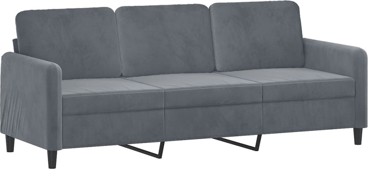 vidaXL Driezitsbank - 180 - cm - fluweel - donkergrijs