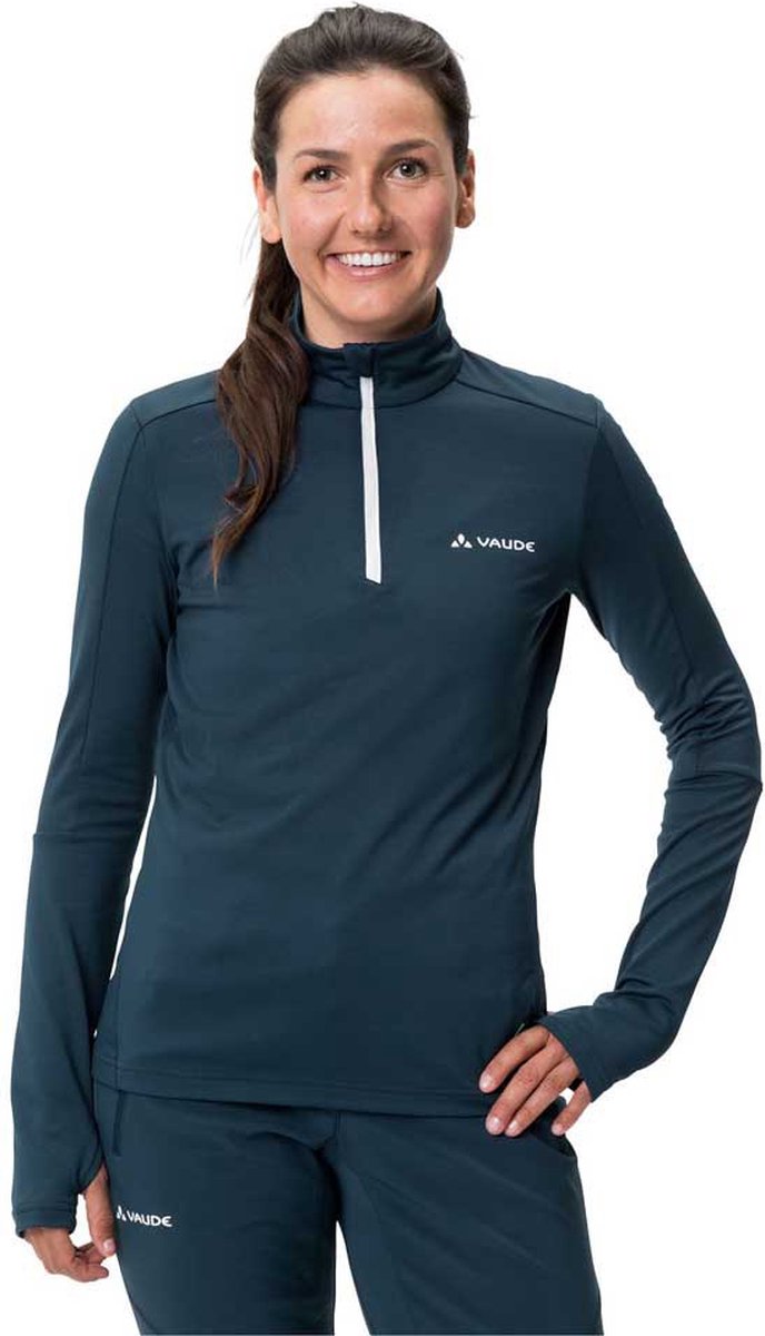 Vaude Livigno Ii T-shirt Met Halve Rits En Lange Mouwen Blauw 34 Vrouw