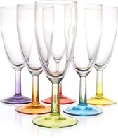 6x verres à champagne colorés - 140 ml - couleurs assorties