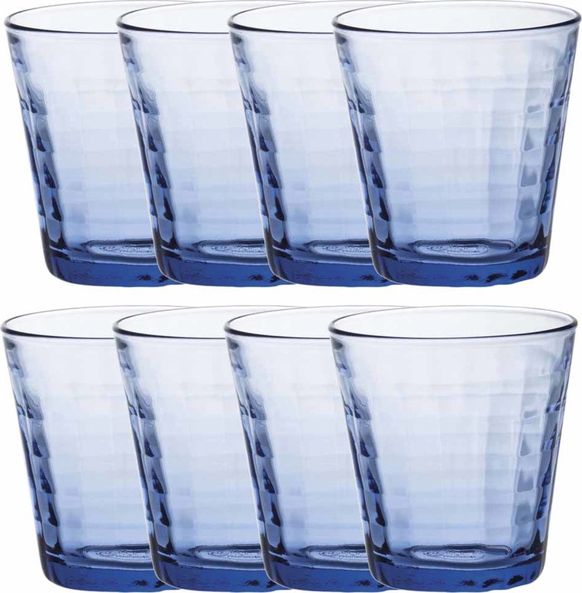 Duralex Drinkglazen Prisme - 24x stuks - blauw - 220 ml - waterglazen