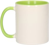 6x Wit met groene blanco mokken - onbedrukte koffiemok