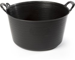Plasticforte flexibele emmer/kuip - zwart - kunststof - rond - 26 liter - 49 x 44 x 22 cm - wasmanden - tuinafval - speelgoed