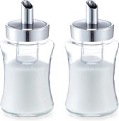 6x Suikerstrooiers van glas/metaal 175 ml - Keukenaccessoires - Suikerstrooiers/suikerpotjes voor thuis en horeca