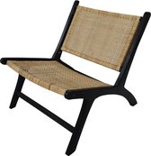 Kyla Loungestoel - 67x81x71 cm - Zwart/Bruin - Teak/Rotan - tuin stoel, lounge stoel, loungestoel buiten, lounge stoel, loungezetel, tuinstoelen weerbestendig, tuinstoelkussens hoge rug, tuinstoelen