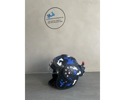 Helmstickers - Shark helm - Boxer helm - Camo - Blauw & Wit - Piaggio Zip Accessoire - Vespa Accessoire