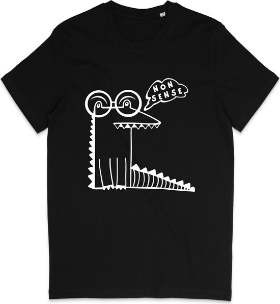 Grappig T Shirt Heren Dames - Krokodil Onzin Nonsense - Zwart - Maat M