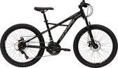 Huffy Korros 24 Inch Kinder Mountainbike Zwart Hardtail Voorvering + Shimano 21 versnellingen - Jonge kinderen 8-13