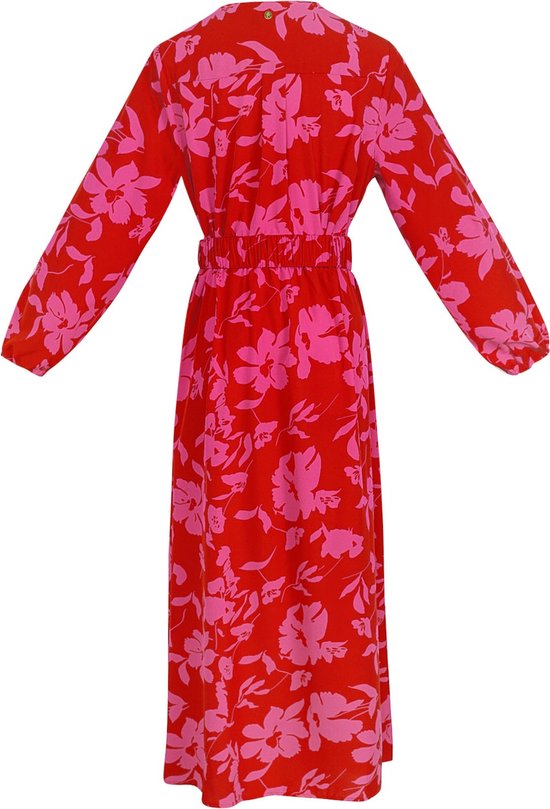 Maxi Jurk - Bloemenprint - Roze Rood - Maat S