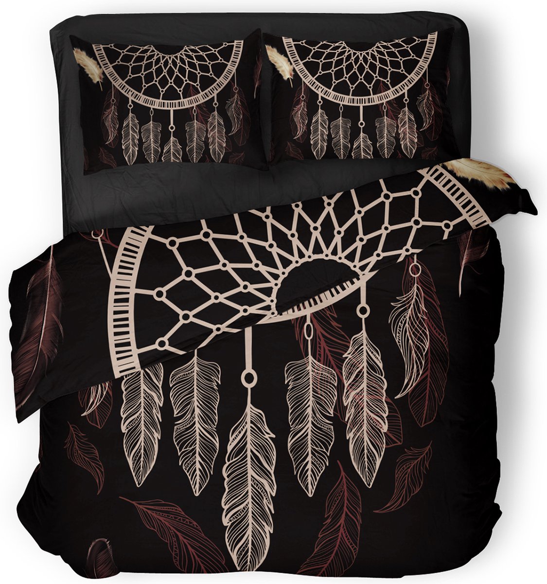 Eleganzzz Dekbedovertrek Cherokee - zwart - Dekbedovertrek 200x200/220cm - Micropercal -Tweepersoons - Dekbedovertrekken