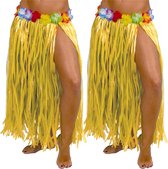 Toppers in concert - Fiestas Guirca Hawaii verkleed rokje - 2x - voor volwassenen - geel - 75 cm - hoela rok - tropisch