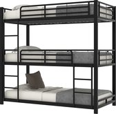 Bol.com Merax Stapelbed voor 3 Personen - Metalen Driepersoonsbed - Hoogslaper Bed - Zwart aanbieding