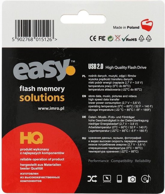 Imro - Easy USB Stick 2.0 - Flash Drive - 16 GB - Eco - Zwart | bol
