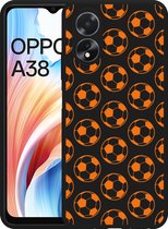 Cazy Hoesje Zwart geschikt voor Oppo A38 Orange Soccer Balls
