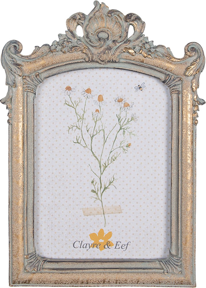 Clayre & Eef Fotolijst 13x18 cm Grijs Goudkleurig Polyresin